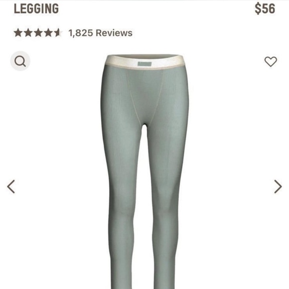 SKIMS Sage Green Ribbed Leggings Size Medium - Picture 1 of 6